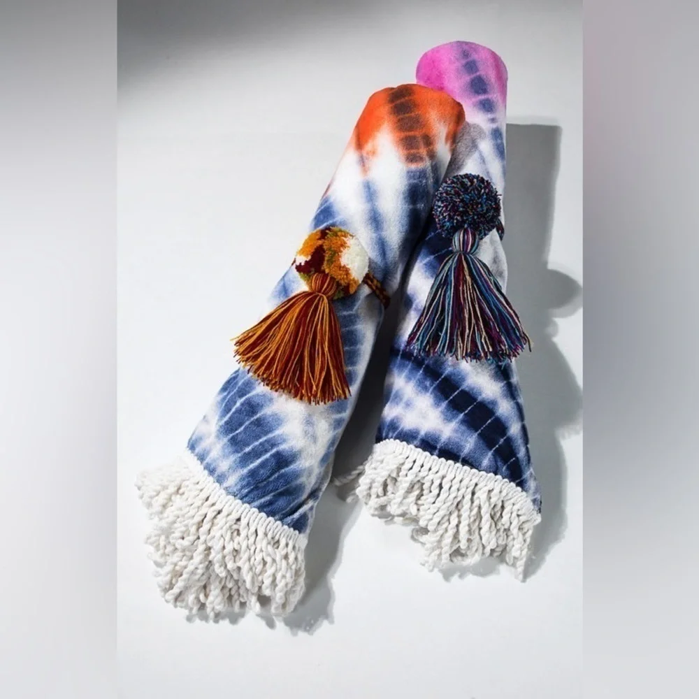 Ruggine Tye-Dye Purple Beach Fringe Soft Towel